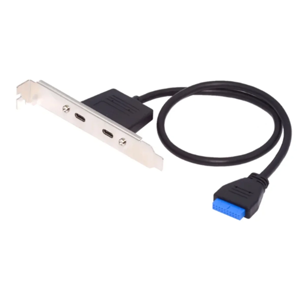 

New Front PCI Card Slot USB 3.1 Port Expansion 20Pin Female to Dual TYPE-C Female Data Cable with Bezel on Computer Chassis