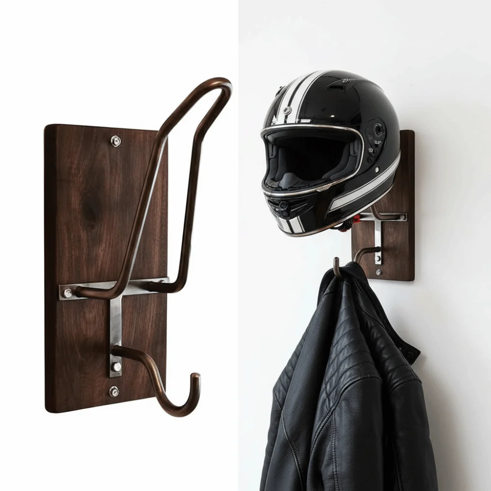 

Multi-functional Motorcycle Helmet Holder with Screws Sturdy Helmet Hook Convenient Steel Wall Mount Rack Entryway
