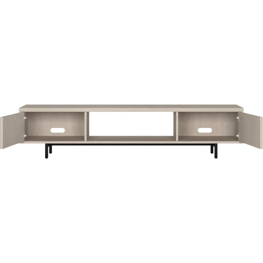 حامل تلفزيون مخدد لأجهزة التلفاز حتى 78 بوصة مع خزائن تخزين جانبية وتخزين مركزي مفتوح لغرفة المعيشة وغرفة العائلة أو المكتب i