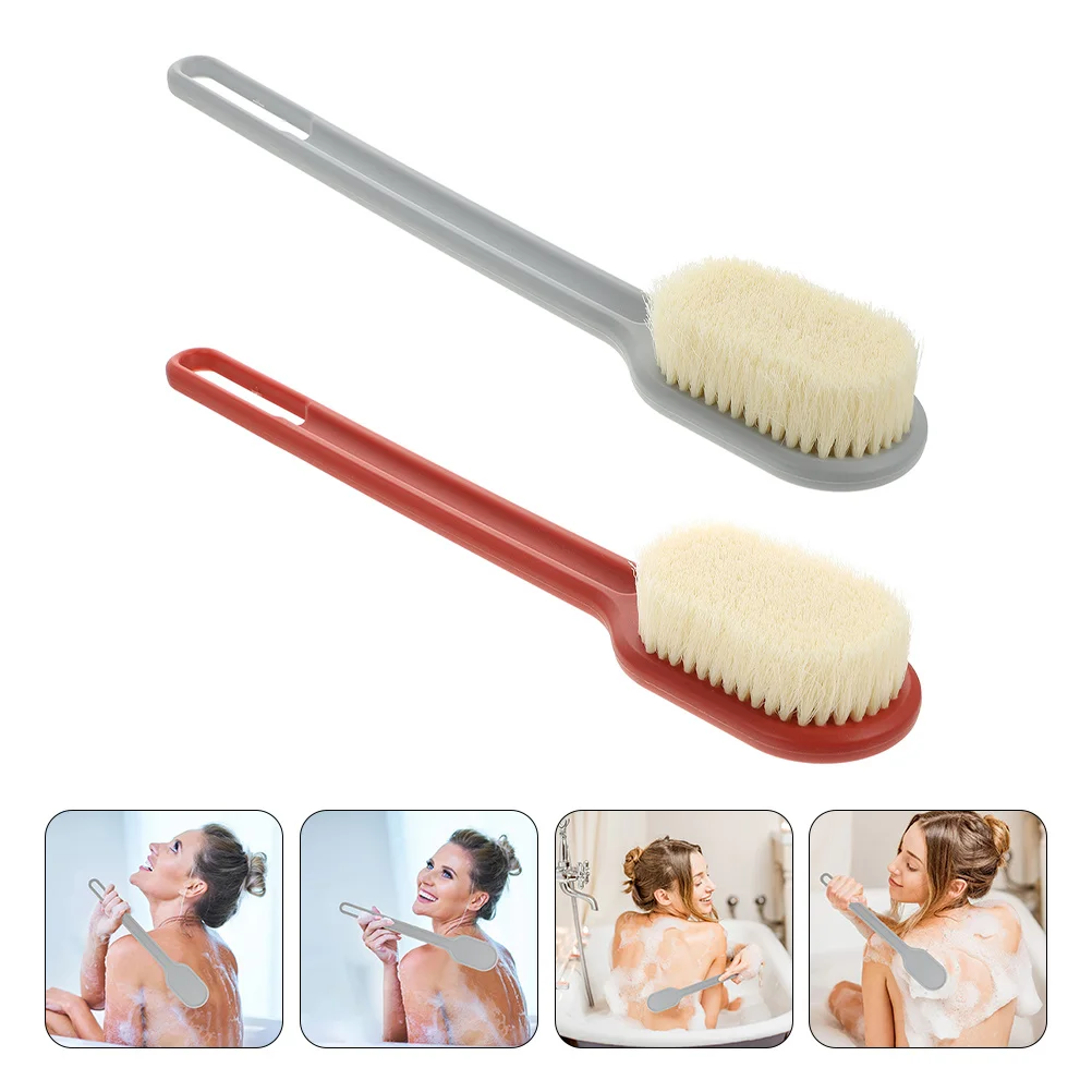 

2Pcs Long Handle Bathing Brush Massage Body Cleaning Scrubber Remove Dust and Excess Oil Gentle Bristles for Smooth Skin