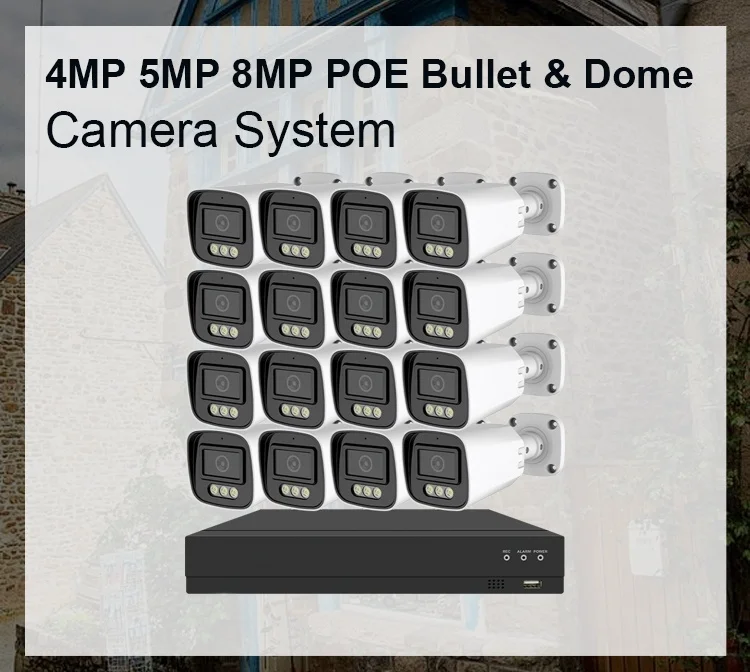 OEM 16ch 16 POE 4K 1 تيرا بايت NVR 8MP كامل اللون للرؤية الليلية CCTV AI كشف الحركة IP الأمن نظام كاميرا مراقبة الفيديو #2