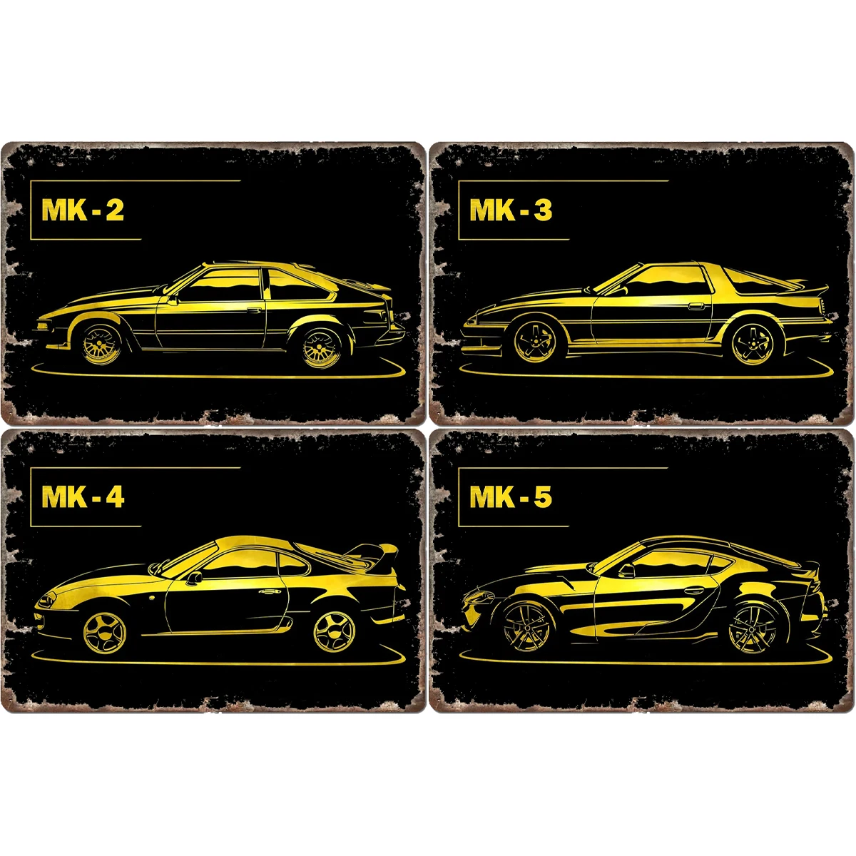 

Gold MK-5 MK-2 MK-3 MK-4 Compact Race Car Classic Sports Car Metal Poster Sign Garage Club Custom Wall Tin Room Decor Home Decor