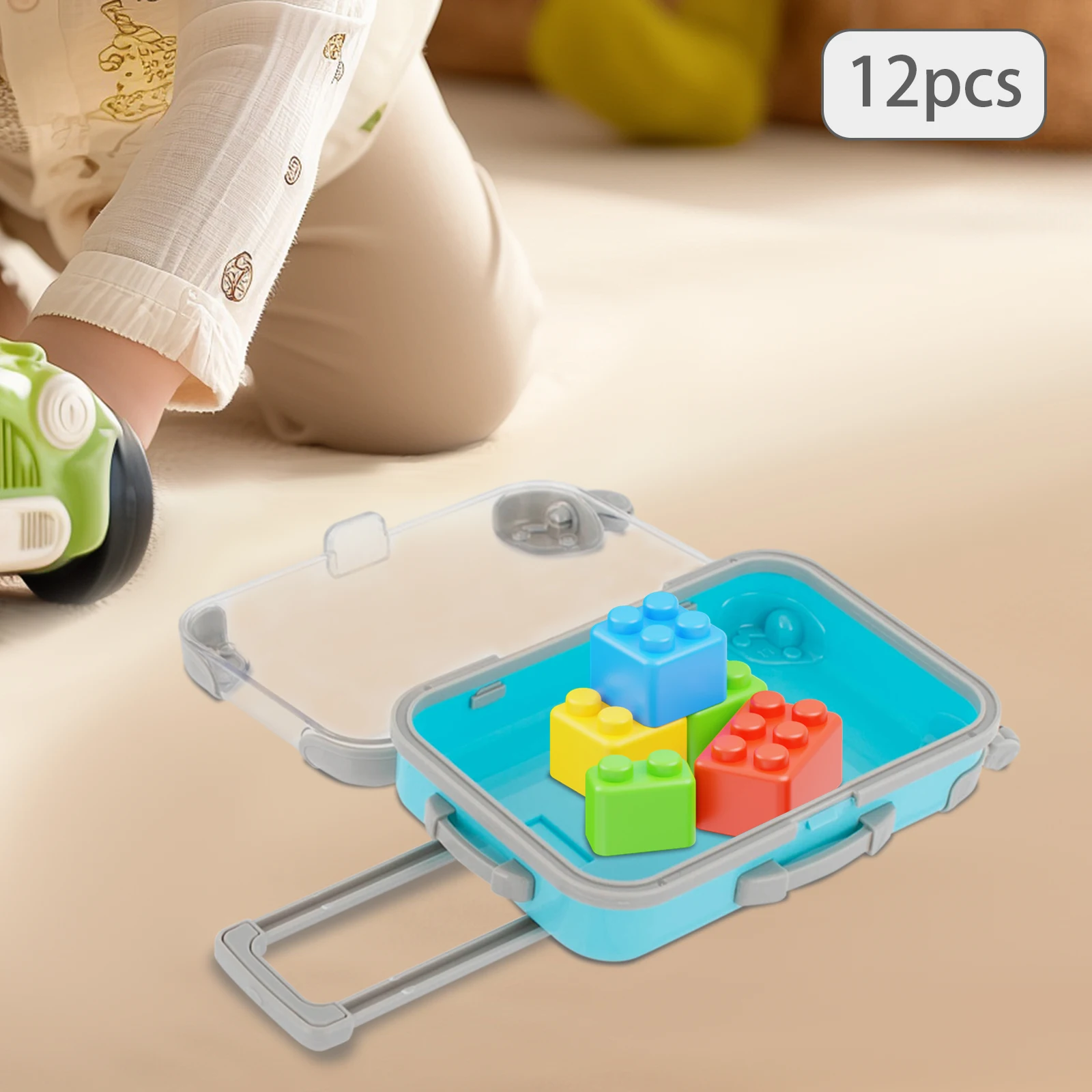 Mini valigia in ABS da 12 pezzi, valigia trolley di simulazione rettangolare colorata 9,5 * 5 * 17-22 cm per viaggi, feste di compleanno