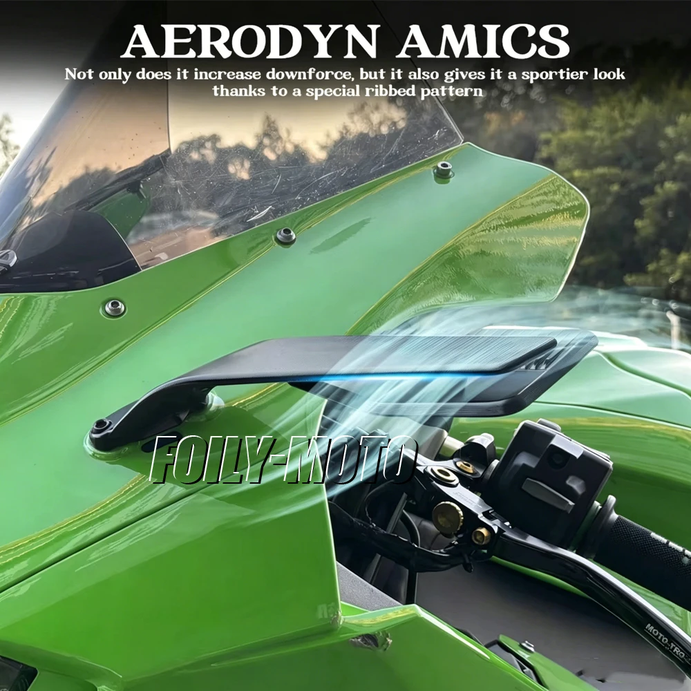 Motorcycle Rearview Mirror With Wind Deflector Stealth Winglets Side Mirror For Kawasaki NINJA 1000 ZX-10R ZX-10RR 2017-2026