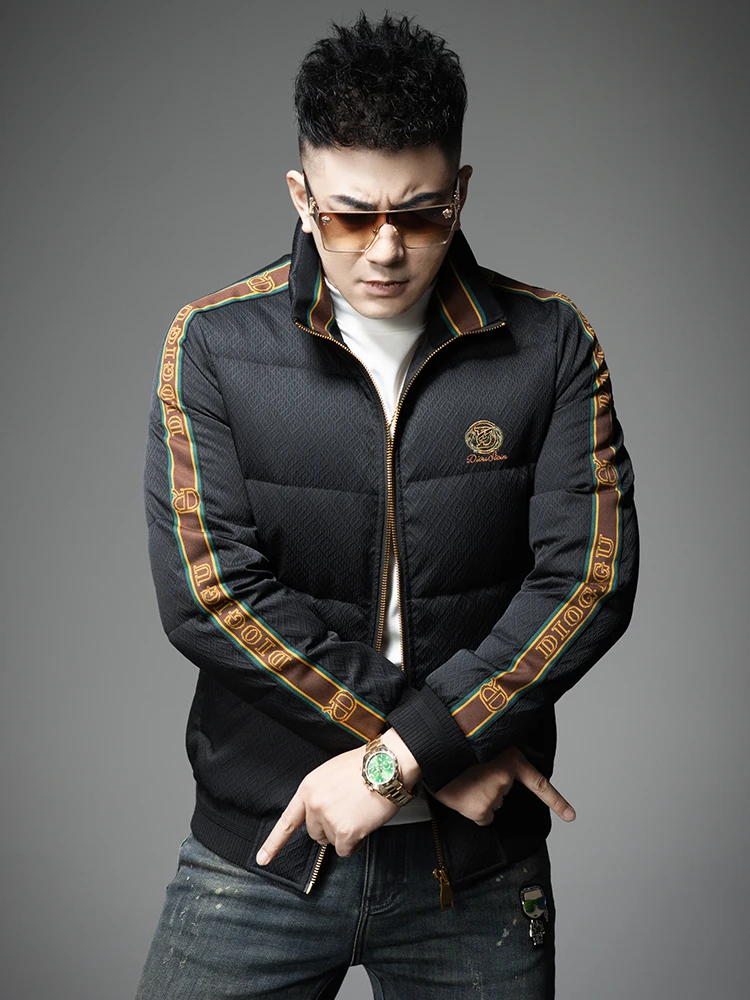 

Мужская утепленная зимняя куртка с воротником-стойкой, на пуху, теплая, морозостойкая, модная, молодежная, популярная модель