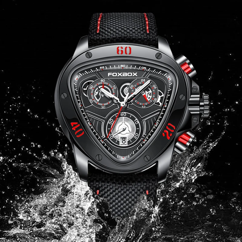 LIGE Fashion Leather Watch Men FOXBOX Luxury Top Brand Sport Quartz Watches Waterproof Chronograph Wristwatch Relogio Masculino