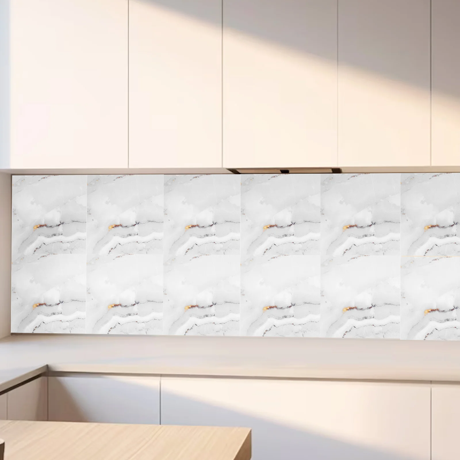 

10Pcs Marble Tile Wall Stickers Peel Stick Self-Adhesive Kitchen Bathroom Cabinet Decorative Adhesive Tiles for Kitchen