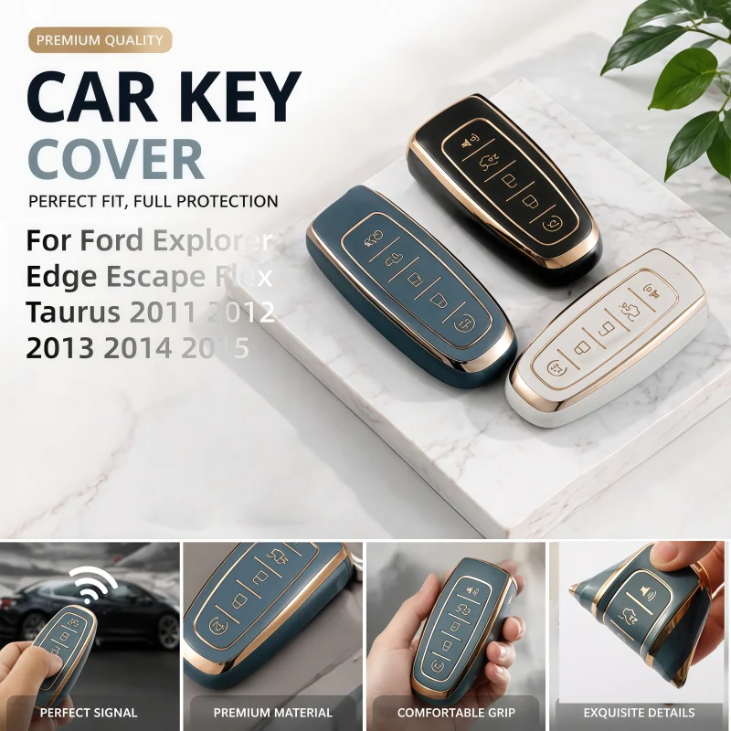 3 Colors Remote Car Key Case Cover Fob For Ford Explorer Edge Escape Flex Taurus 2011 2012 2013 2014 2015 5 Buttons Smart Key