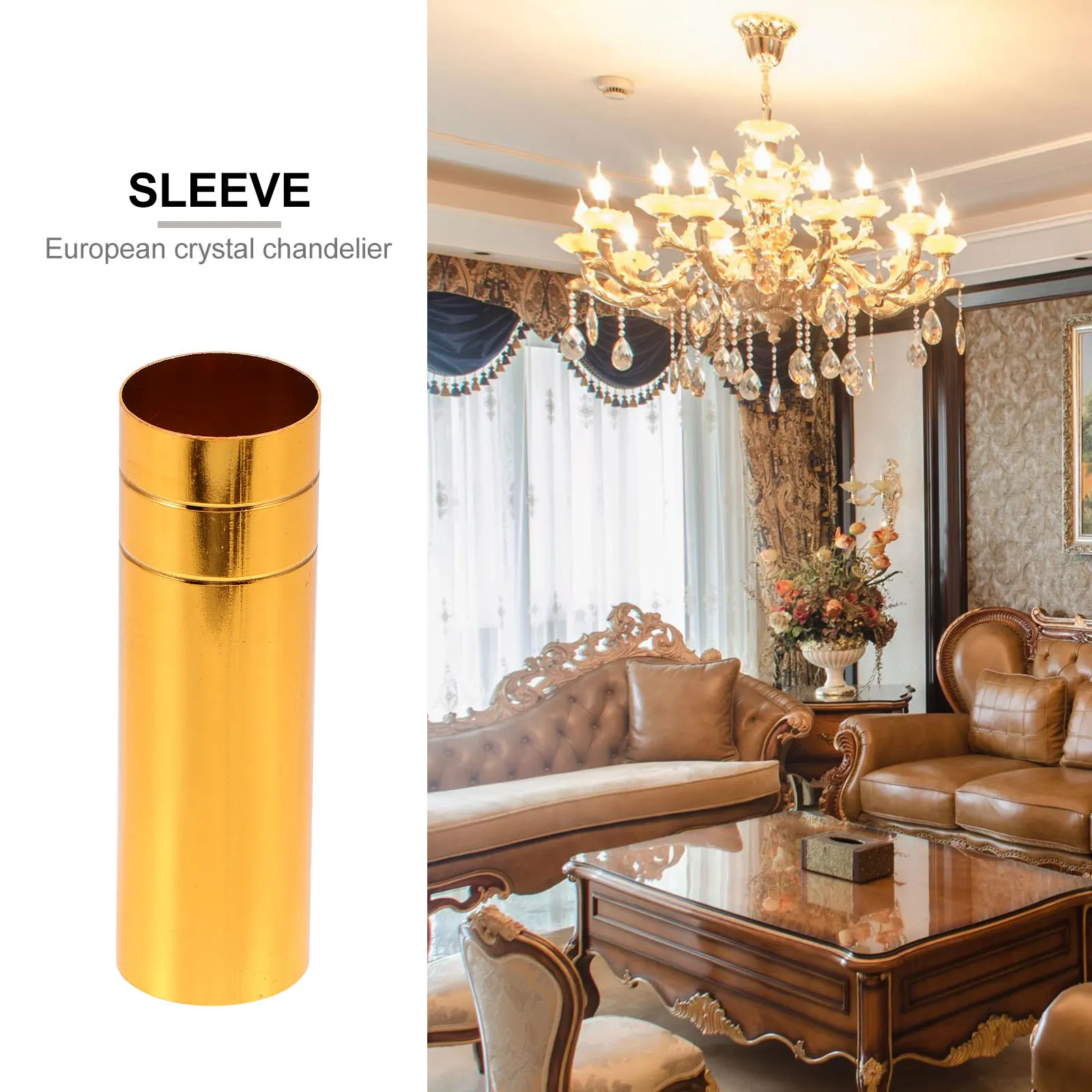

2Pcs Crystal Chandelier Lamp Holder Tube Sleeves Premium Reusable Lighting Parts for European Retro Chandelier Base Cover