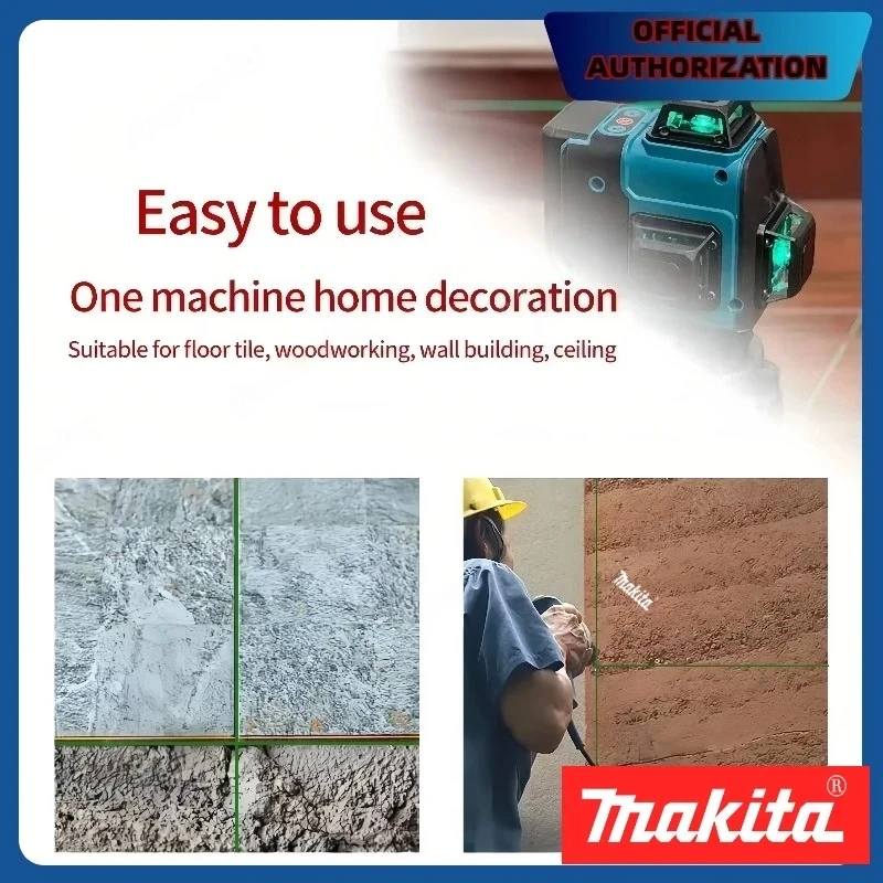 HOT Makita16-Line 360 nivel cruzado Vertical Horizontal luz verde de alta precisión láser herramienta portátil montada en la pared de alta precisión