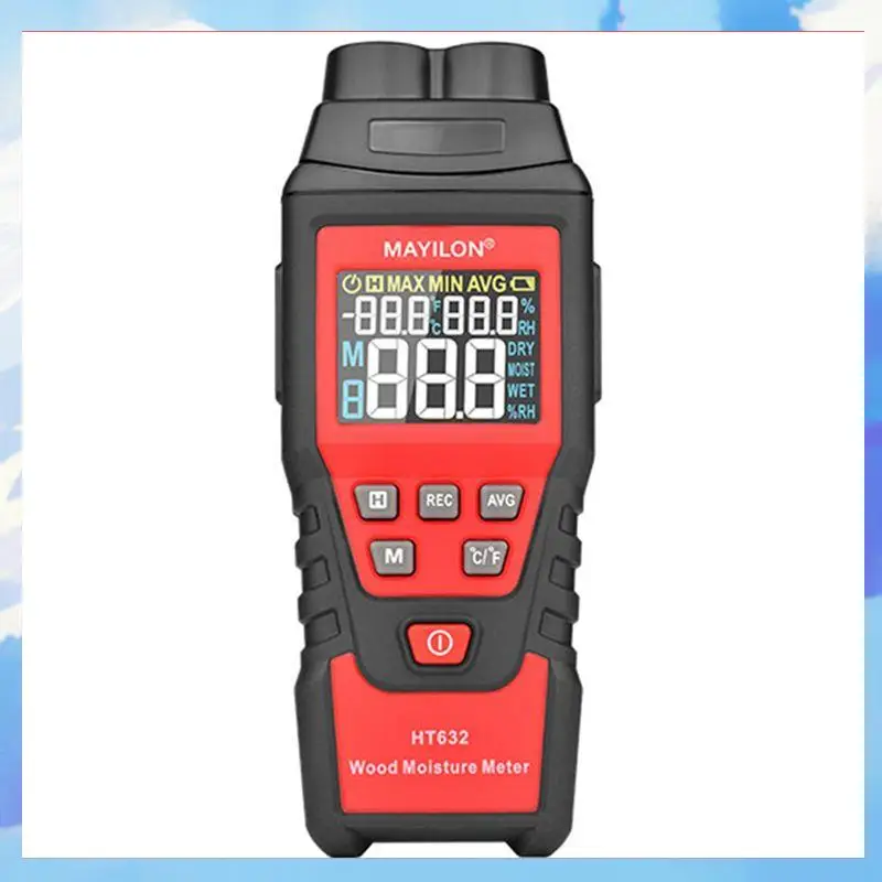 

MAYILON HT632 Измеритель влажности древесины Настенный тестер воды Цифровой измеритель влажности Двухконтактный гигрометр Бетонный детектор-[A22I]
