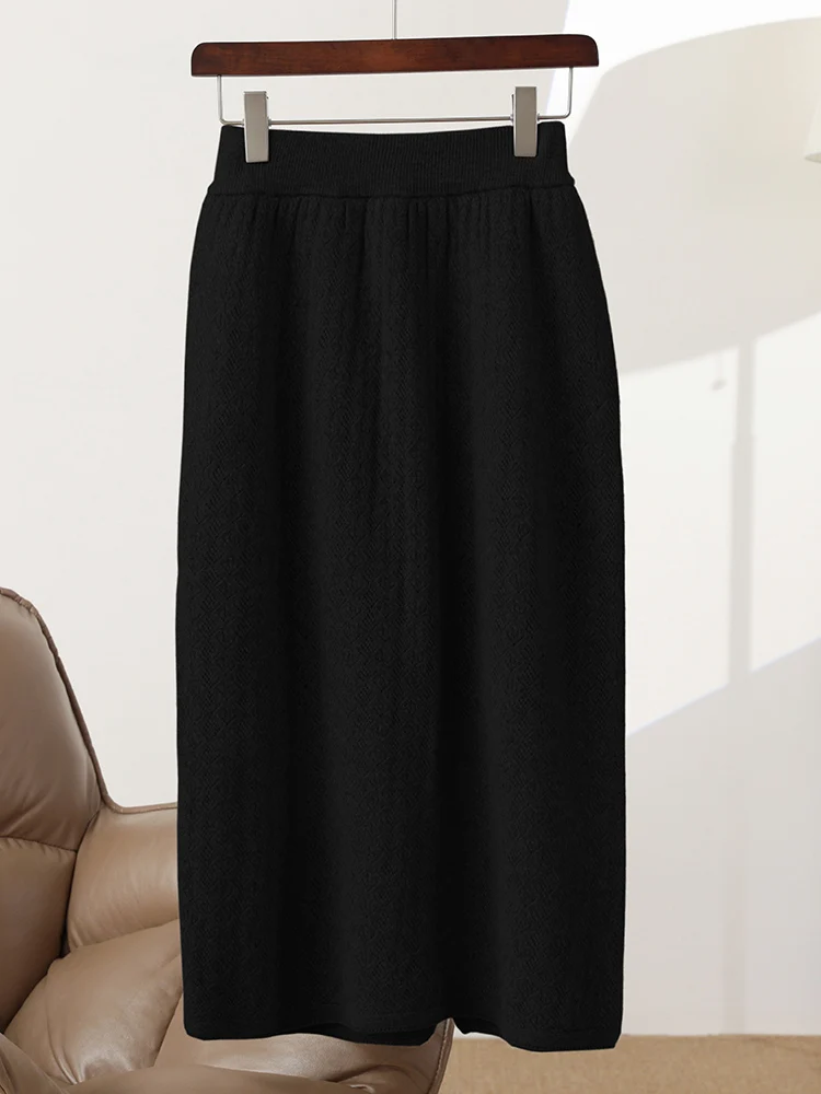 TLOML delle nuove donne 100% lana merino gonna lunga dritta alla caviglia gonne autunno inverno cashmere morbido caldo allentato comode gonne