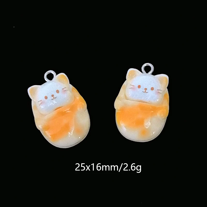 10 قطعة/الحزمة القط شكل دونات الخبز الراتنج السحر لطيف الغذاء القرط قلادة قلادة هريرة المفاتيح صنع المجوهرات DIY الإكسسوارات