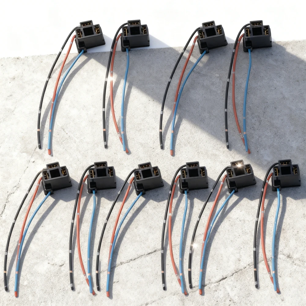 10Pcs 3Pin H4 Car Halogen Bulb Holder Socket Power Adapter Plug Connector Wiring Harness Cable Wires