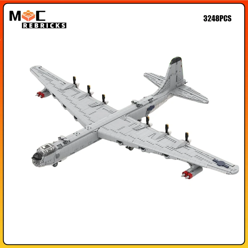 MOC Military B-36 Peacemaker Heavy Strategic Bomber Aircraft Warplane Propeller Plane DIY Building Blocks Bricks Toy Model