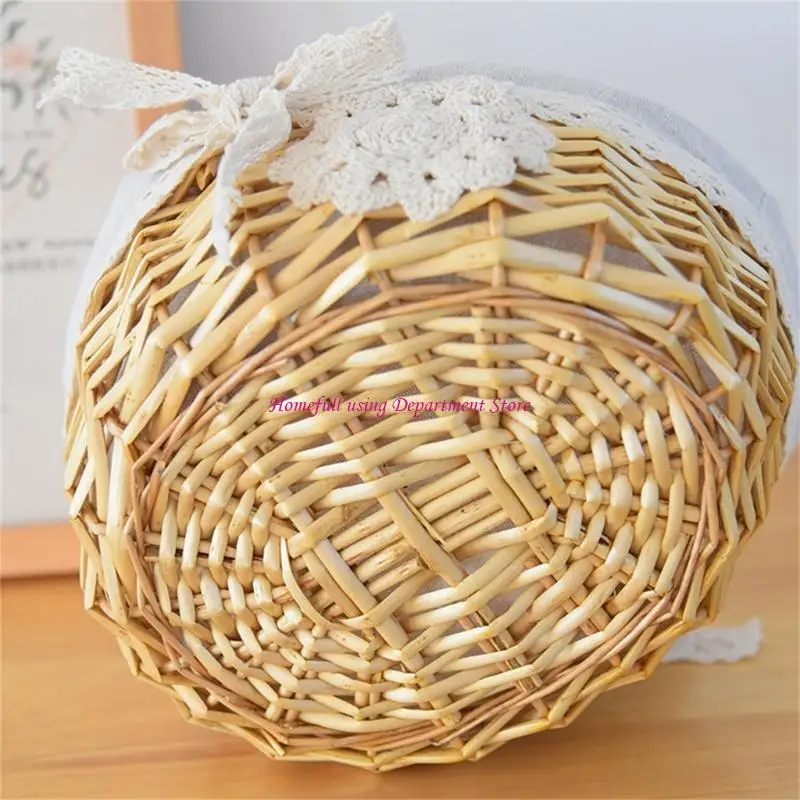Sturdy Elliptical Handheld Carry Basket With Cloth Interior Portable for Family Outings and Camping Adventures