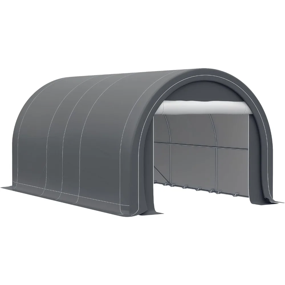 

10 x 16 футов Carport, сверхмощная портативная палатка для хранения в гараже с большой дверью на молнии, анти-УФ-ПЭ-навес для автомобиля, T