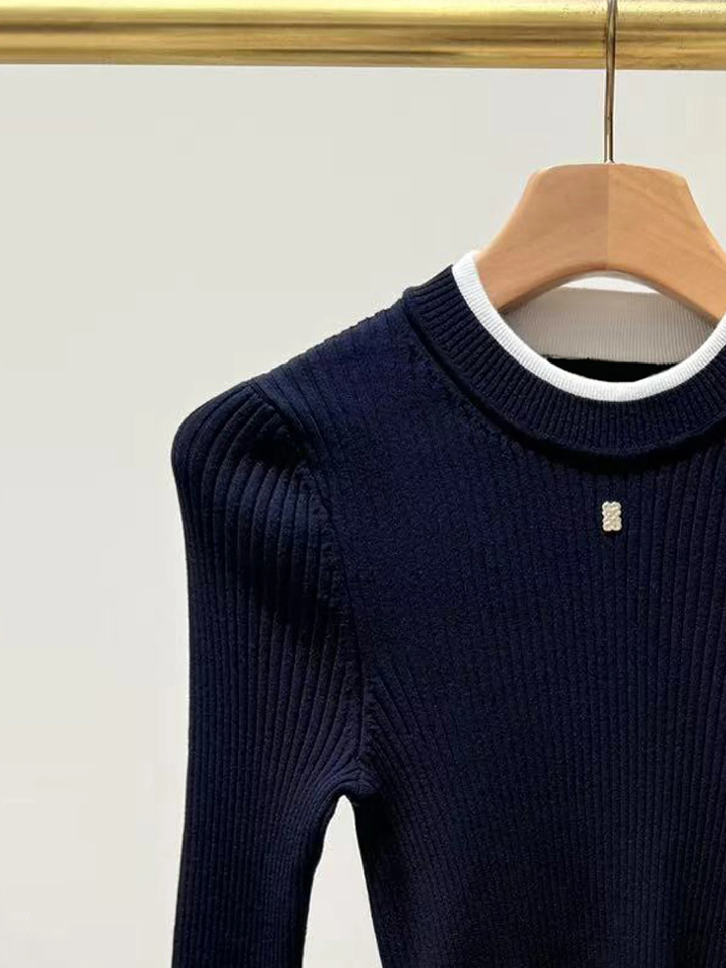 Top lavorato a maglia da donna casual versatile Simplici Sle Long Sve round Ne ort Lunghezza Set ort traspirante e delicato sulla pelle