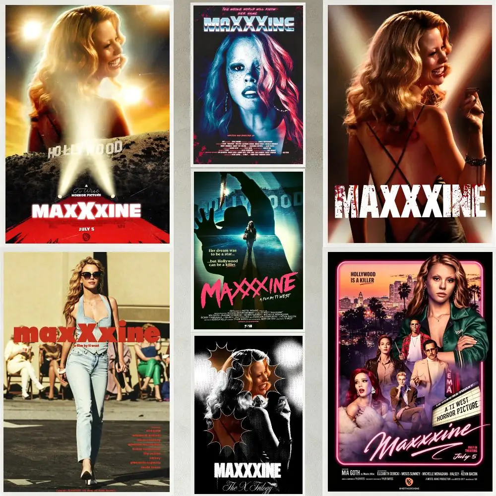 Film MaXXXine Poster HD Wasserfest Selbstklebender Kunstdruck Wanddekoration für Schlafzimmer Wohnzimmer Geschenk