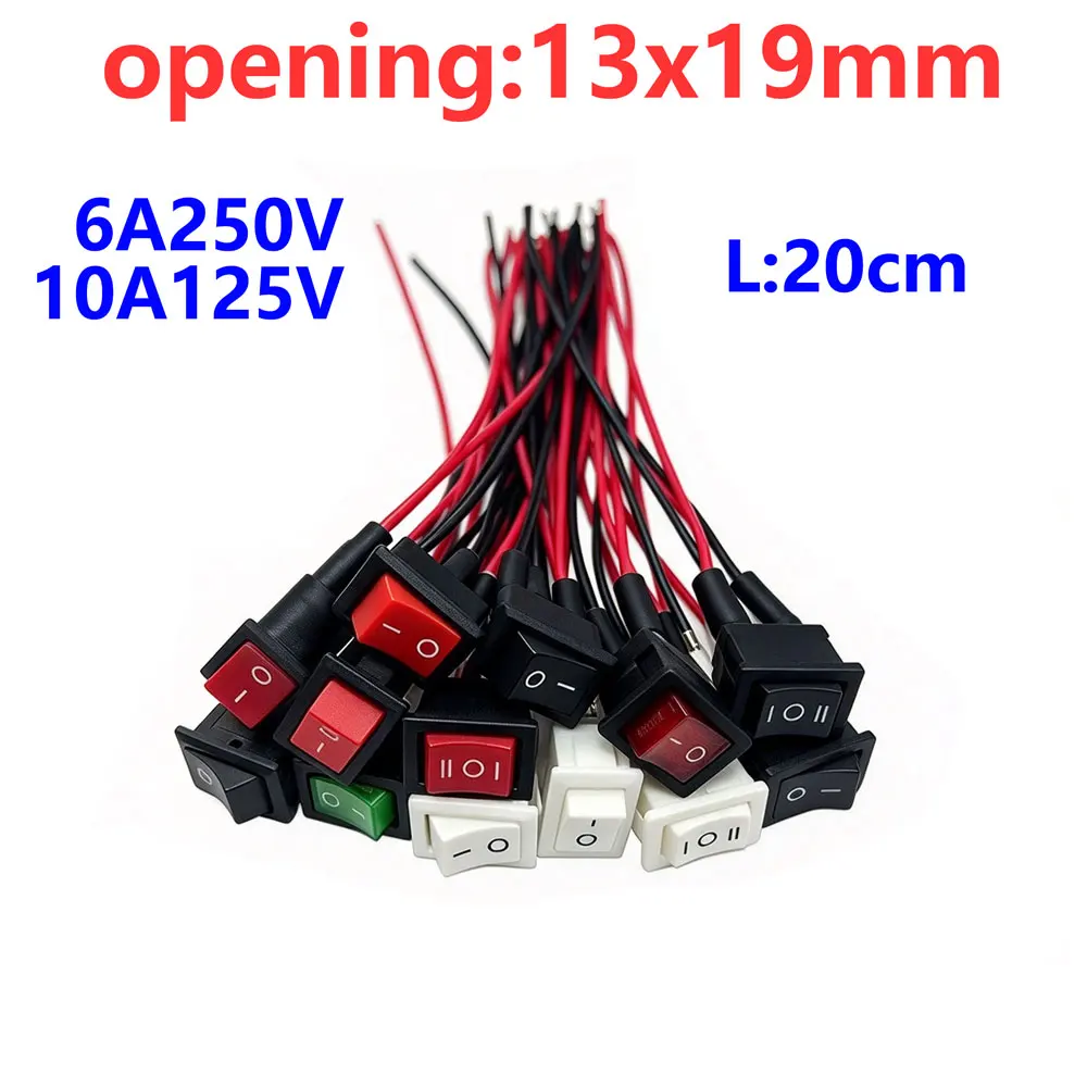 KCD1-101/102/104 15x21 15*21mm Square Rocker Switch With Wired, Power Push Button Switch ON-OFF ON-OFF-ON ON-ON 12V 24V 220V LED