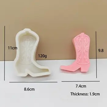 DIY 2D kovbojská bota ve tvaru svíčky silikonová forma vyřezávaný vzor boty pryskyřičná sádrová forma vánoční dekorace dárek 12 nejlepší prodej forma na svíčky do bot - №4