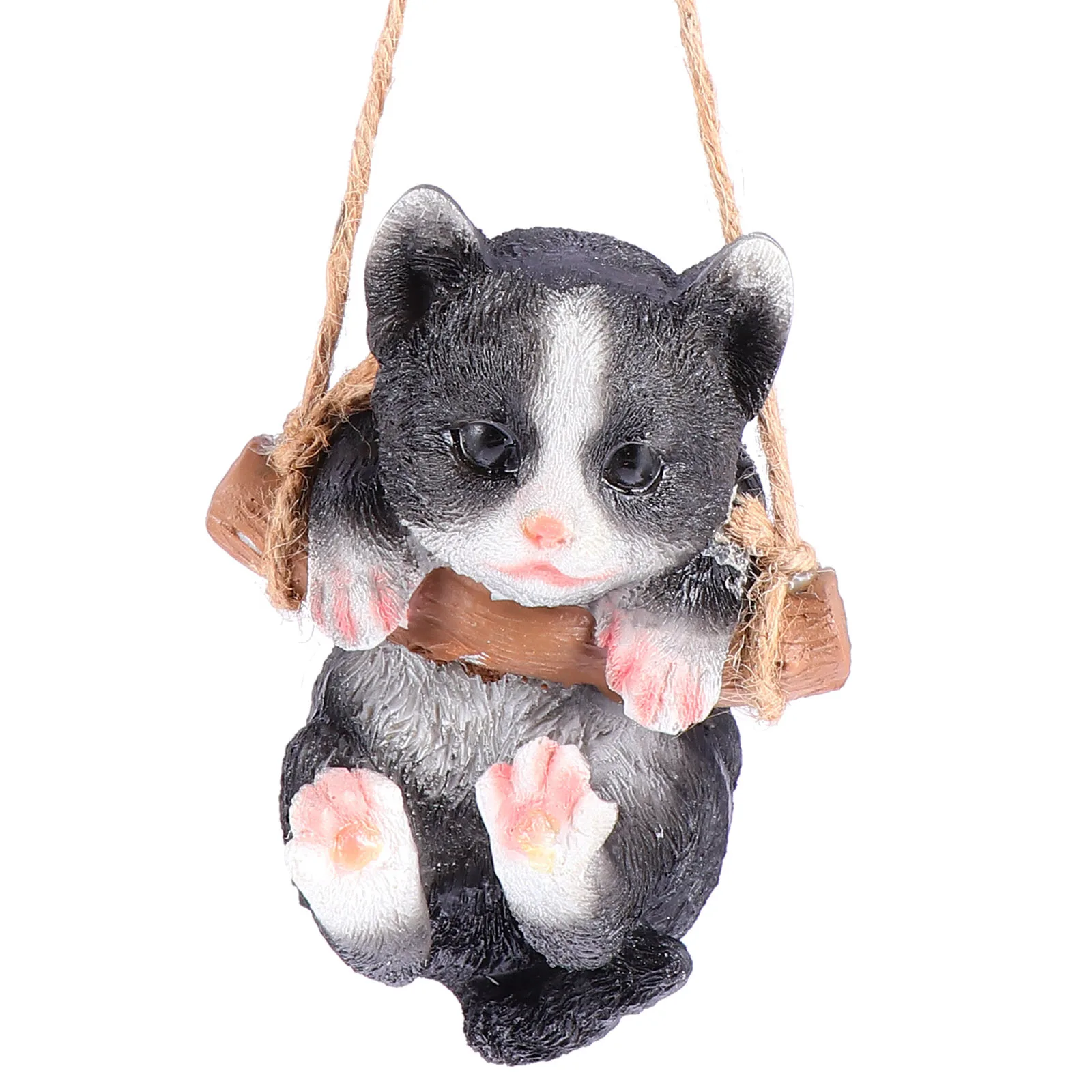 

Resin Handmade Cat Statue Swing Hanging Garden Ornament Lovely Animal Yard Decoration Patio Porch Ornament Hanging Cat Figurine