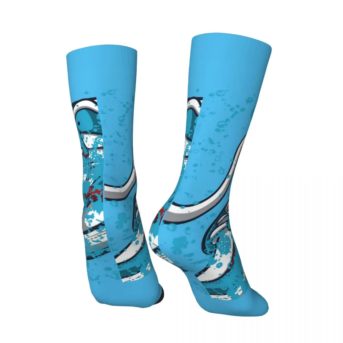 Hip Hop Vintage Blue Shoe Painting Crazy Men's compression Socks Unisex Collection Of Shoe Drawings Printed Novelty Crew Sock