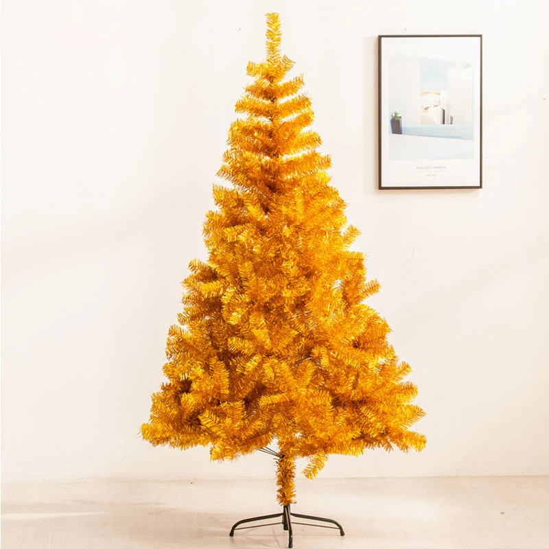 Golden Christmas Tree Luxury Encrypted PET Festive Decoration Ornaments For Home Artificial