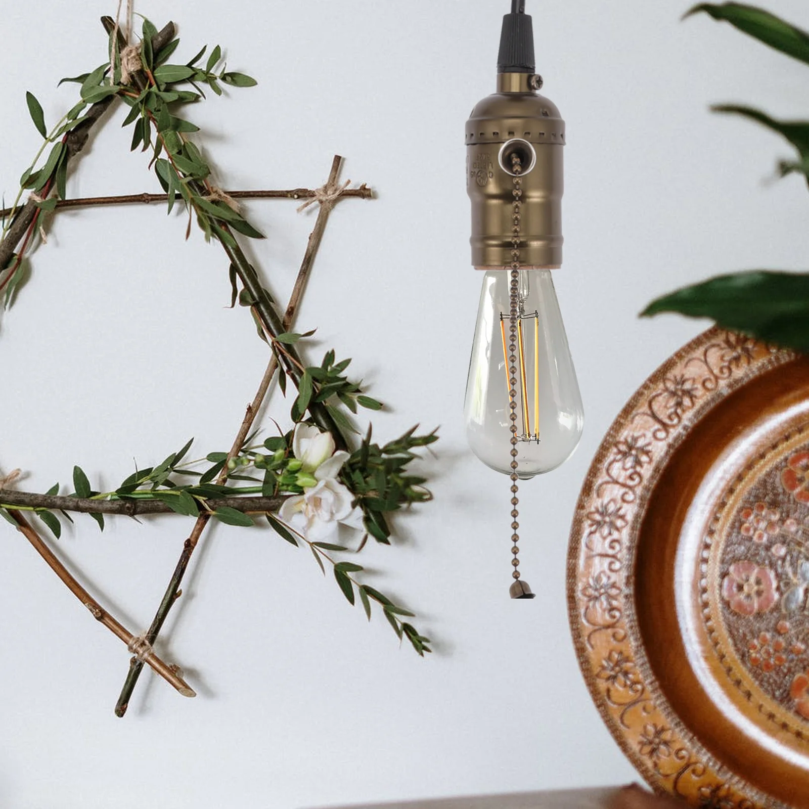 

Retro Pendant Lamp Holder E27 Light Bulbs Adapter Aluminum Material Smooth Surface Easy Install Bedroom Atmosphere Decor