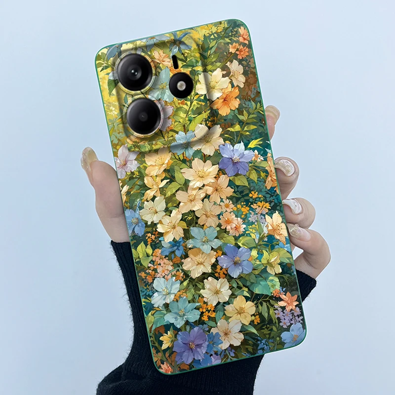 샤오미 레드미 노트 14 5G 폰 케이스, 노트14 5G 푼다 나비 꽃 소프트 실리콘 백 커버 (레드미 노트 14 5G 용)