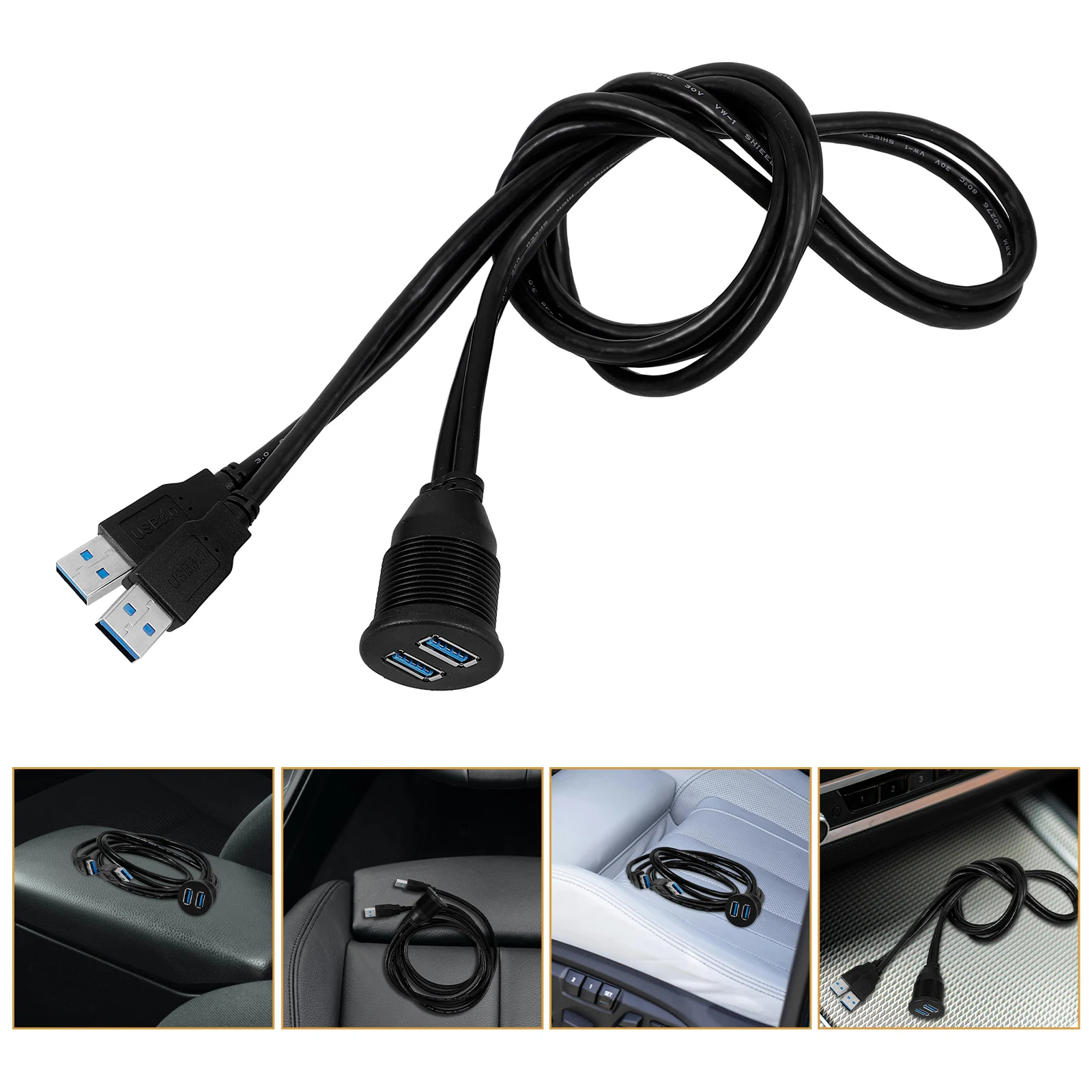 

Dual Usb 3.0 Flush Mount Extension Cable Dash Panel Mount Wire For Car Marine Motorcycle High Speed Data Transfer Port