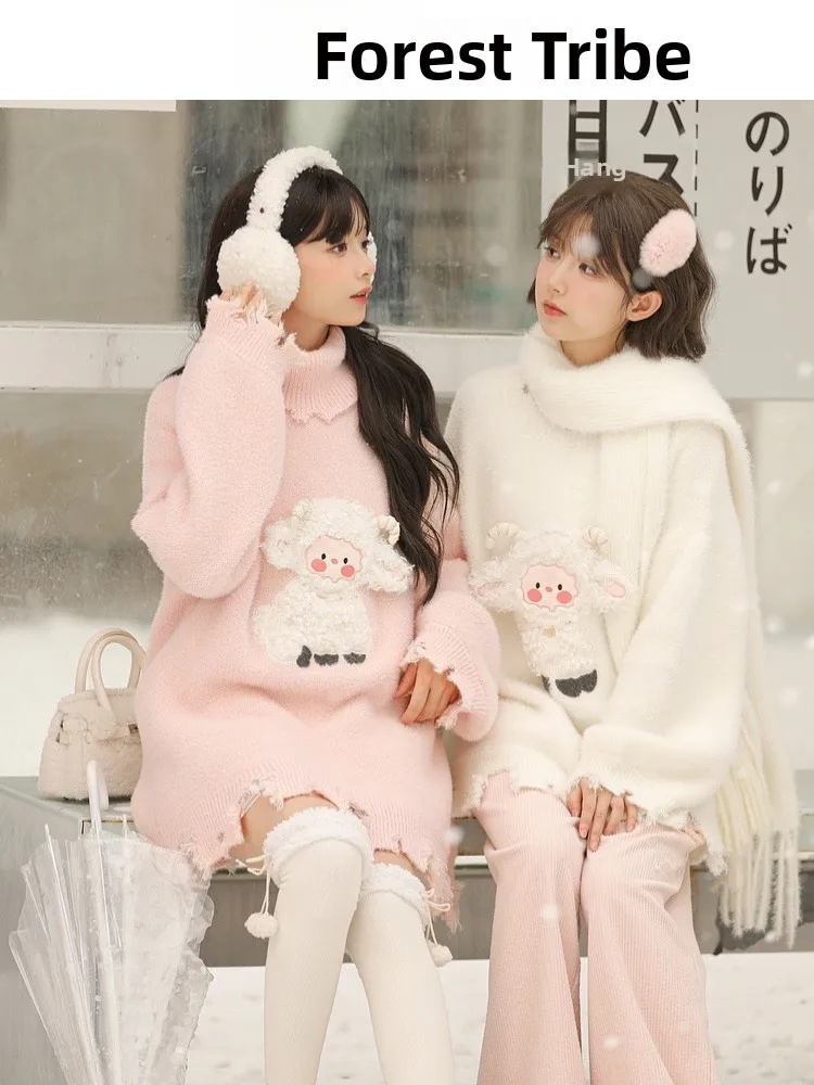 

Sweet Sle Knitted Sweater Oversized Soft Nylon And Acrylic Blend Long Sve round Ne Base Layer irt for Women's Friend...