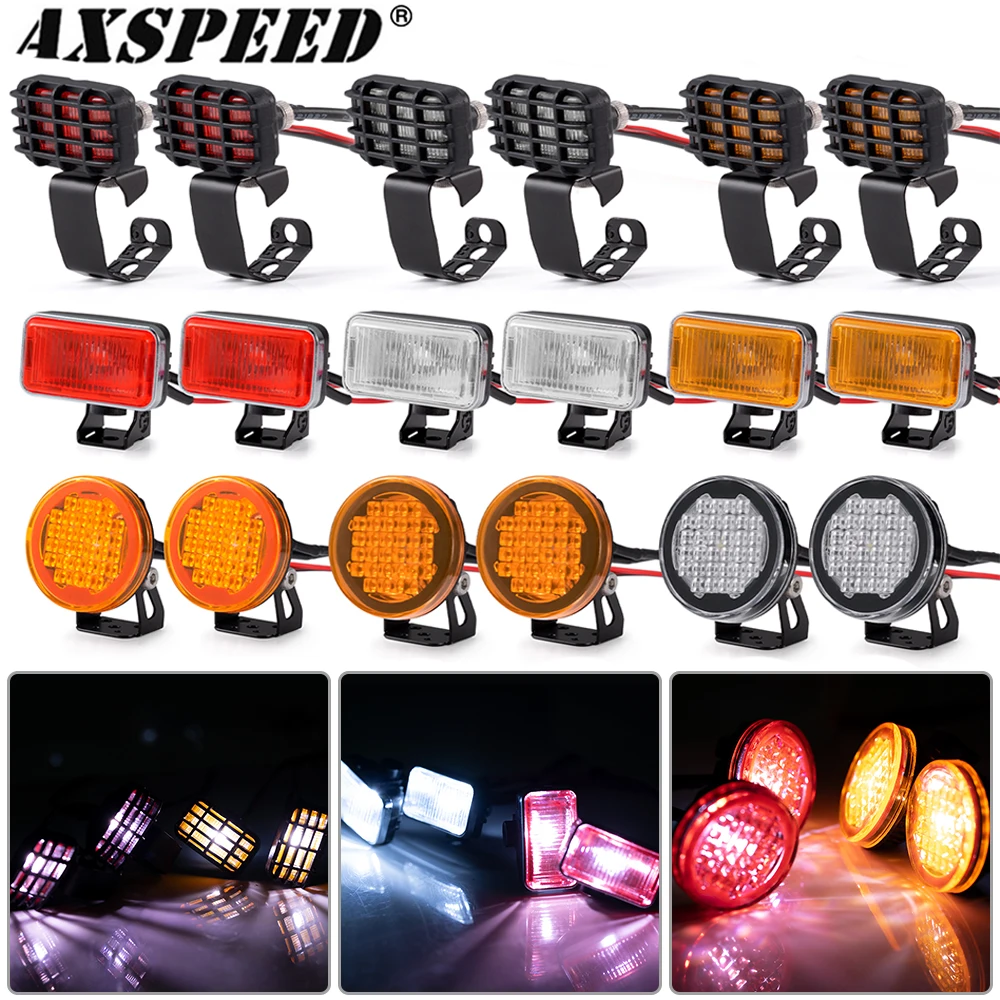 AXSPEED RC Car Roof Light LED Headlights Spotlight for Axial SCX10 Wraith TRX4 TRX6 Tamiya 1/10 RC Crawler Car DIY Parts