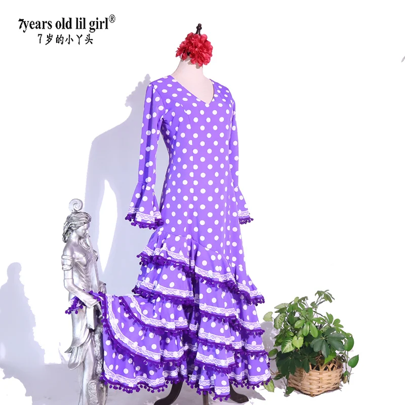 Vestido da ballo español, falda de práctica de Flamenco, ropa para mujer DTT04