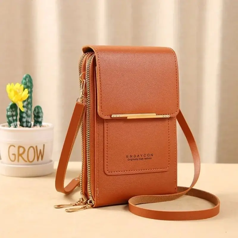 Anti-theft leather bag Touchscreen Mobile Phone Women's Crossbody Multifunctional Key Zip Vertical Women's Wallet