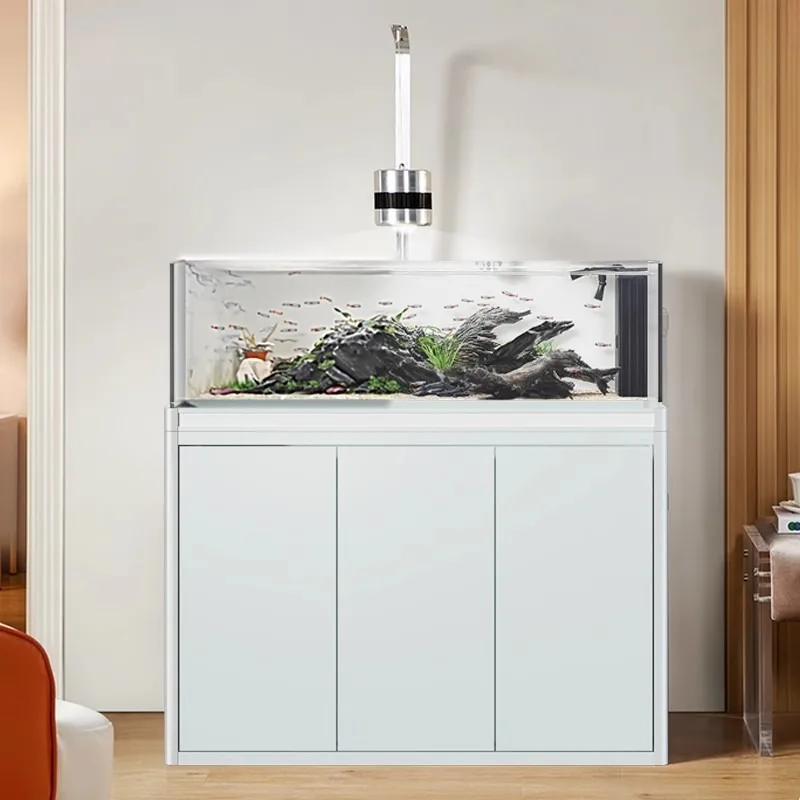 

Stream fish tank living room, ultra-white glass household small bottom filter gold fish tank bottom filter landscaping tank