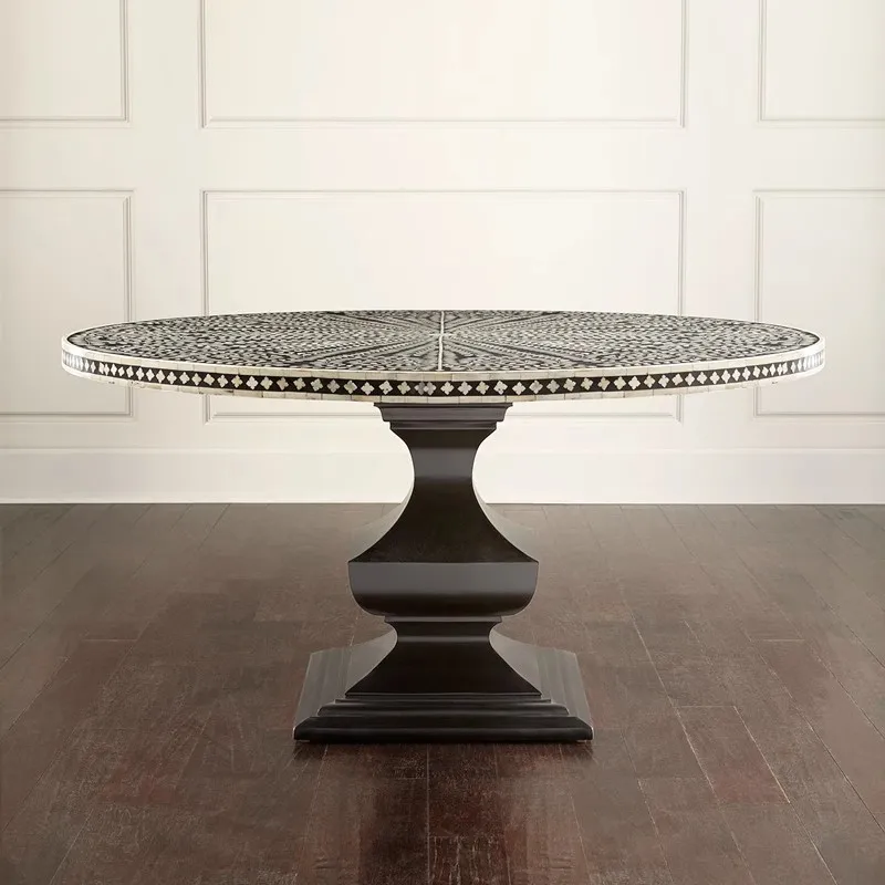 Retro solid wood dining table household size apartment dining table