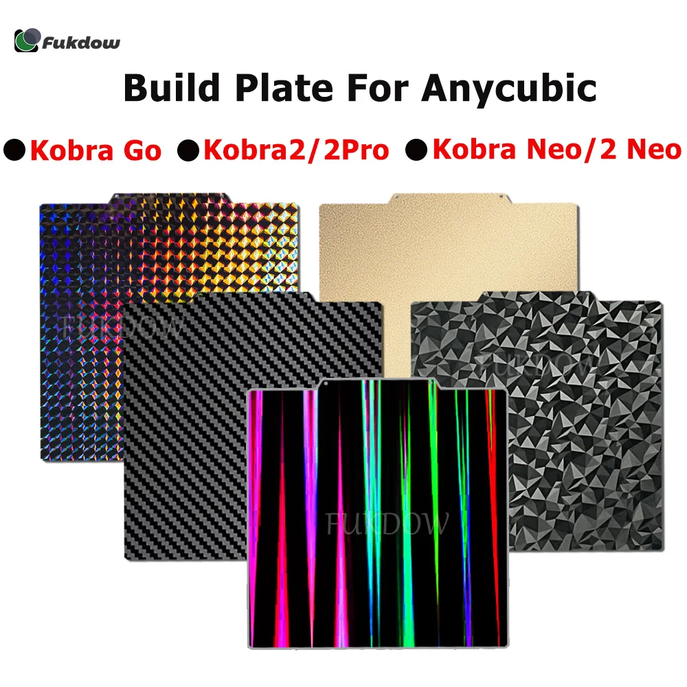 أو Anycubic Kobra 2/ Kobra 2 Pro/ Kobra 2 Neo/Kobra go PEO PET Pei لوحة بناء مزدوجة الجانب محكم ورقة سرير ساخن ناعم