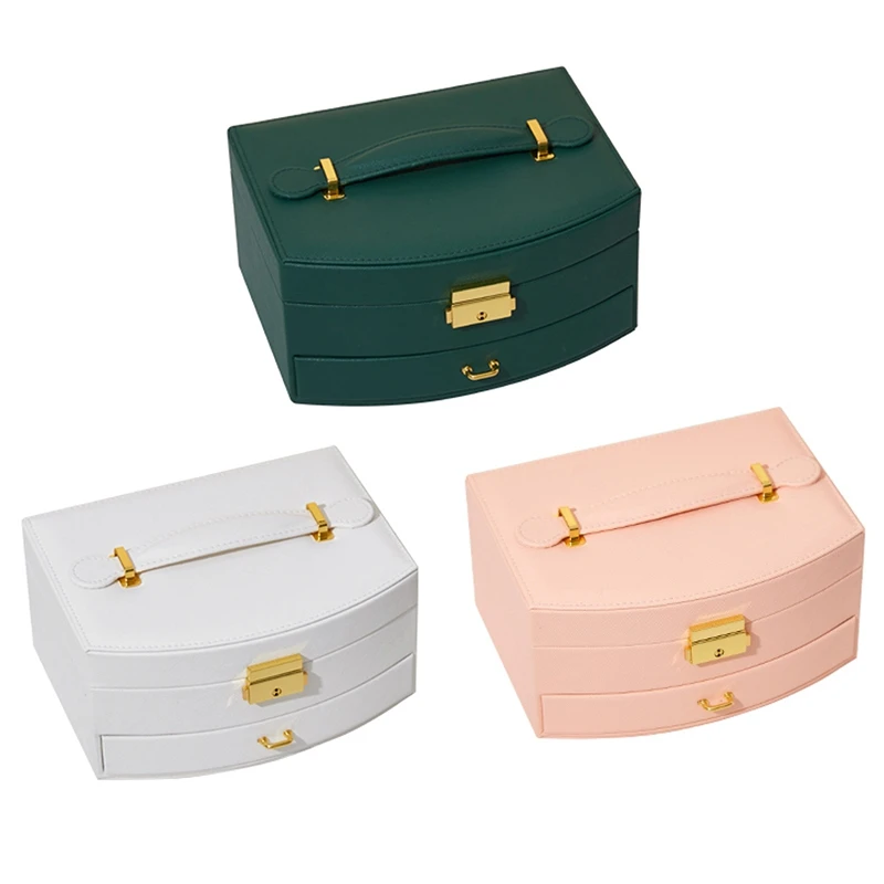 Jewelry Box High Capacity PU Leather Necklace Earrings Rings Bracelets Jewelry Box Portable Travel Casket