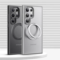 360° Rotating Ring Holder Magnetic Matte Case For Samsung Galaxy S26 S25 Ultra S24 Plus Wireless Charge Shockproof Bumper Cover