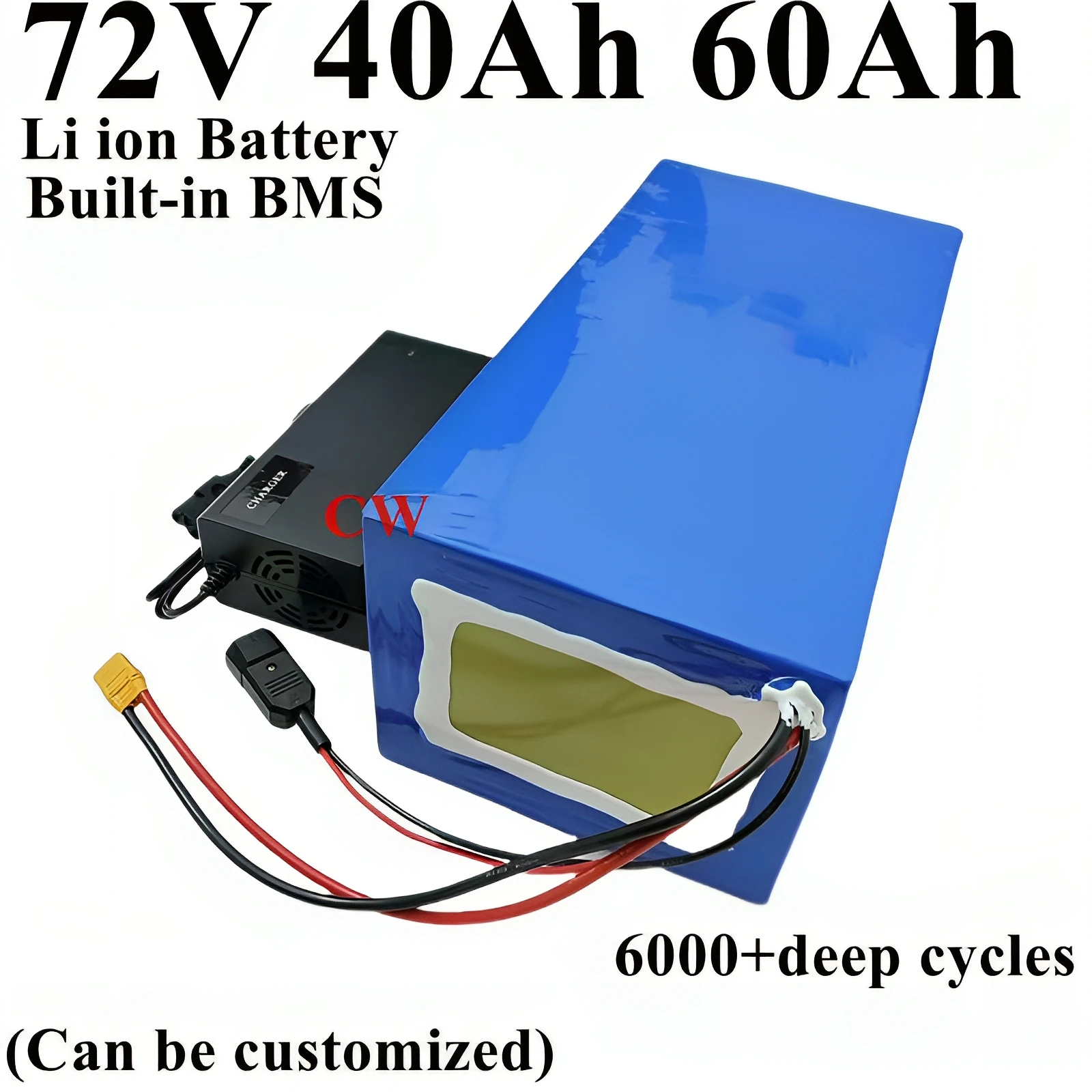 CW  72v 40Ah 60Ah lithium ion battery pack li ion 50A 100A 150A 200A BMS 3000w 5000w 8000w 12000w scooter go cart motorcycle