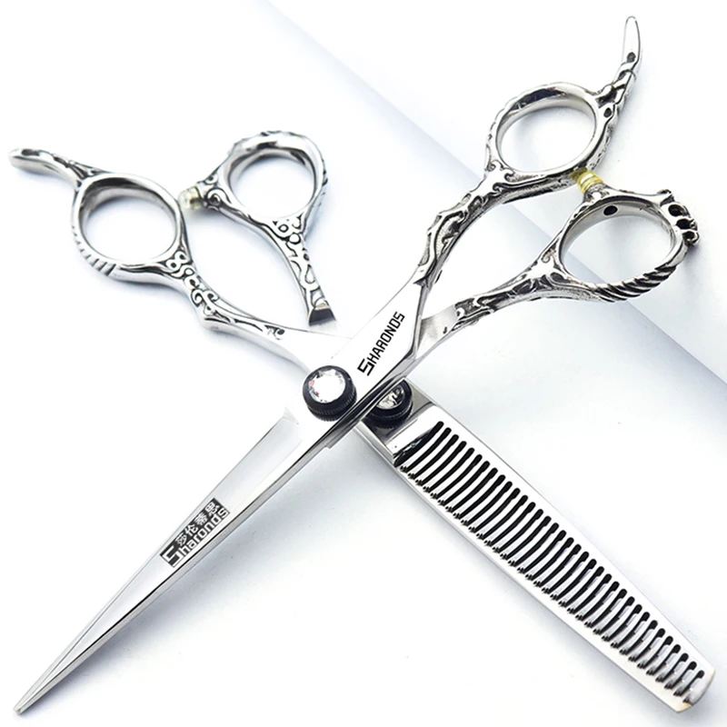 

Retro Hair Scissors 6.5-inch Flat Hairdressing Gallery Hair Cutting, Thin Teeth Cutting, Professional Hair Cutting Scissor Set.