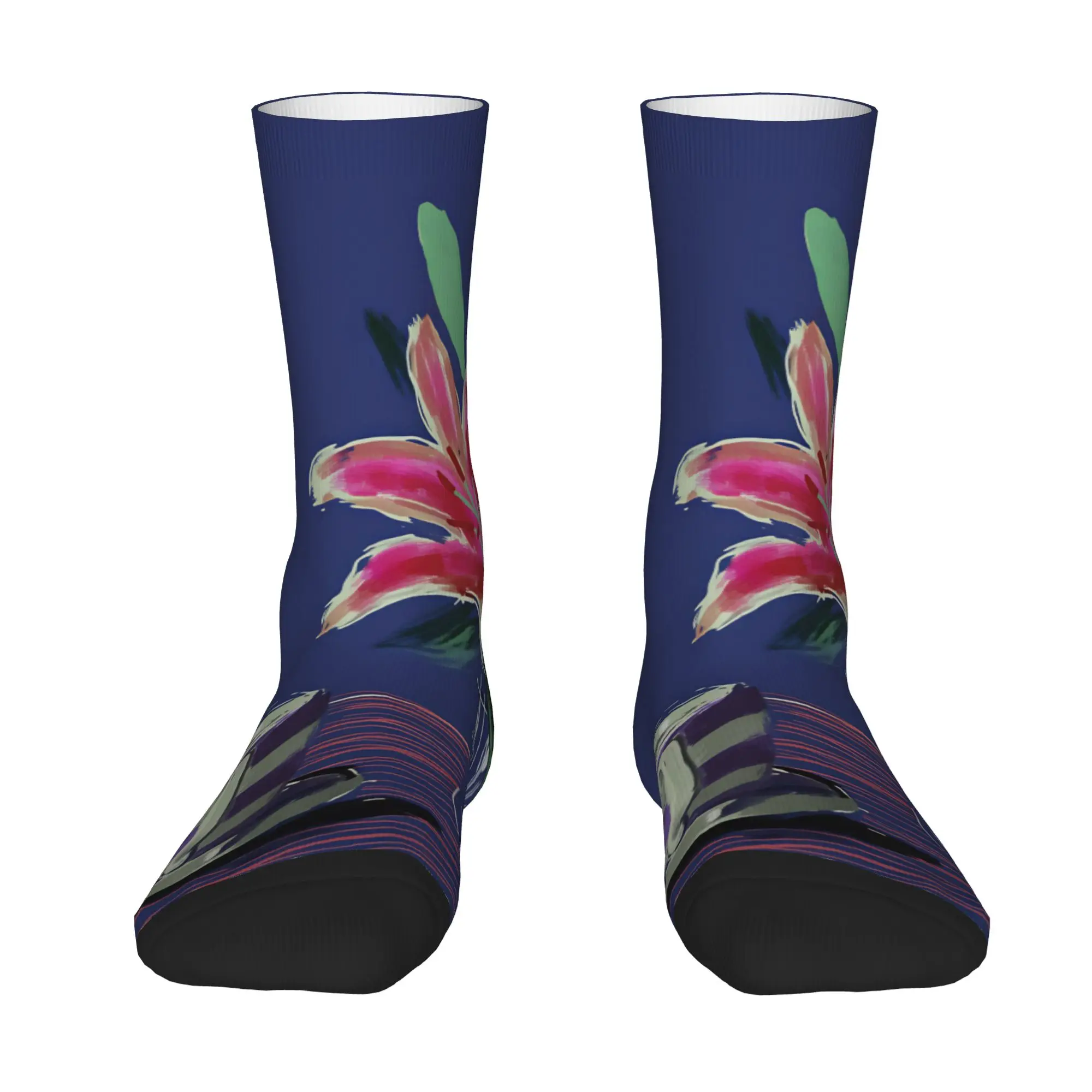 Flower and Coffee Poster Socks Winter  Stockings Harajuku Adults Men Breathable Socks Design Running Anti Skid Socks