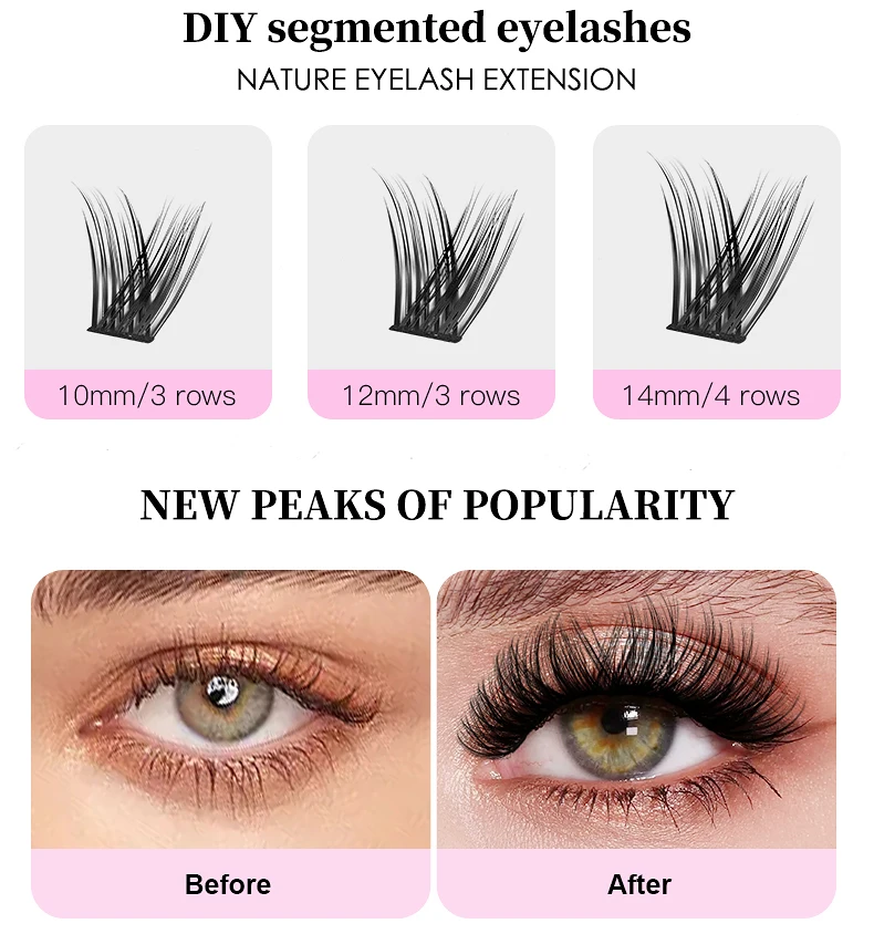 Looks Natural DIY 120 Clusters DlY Eye lash Extensions Kit For Beauty