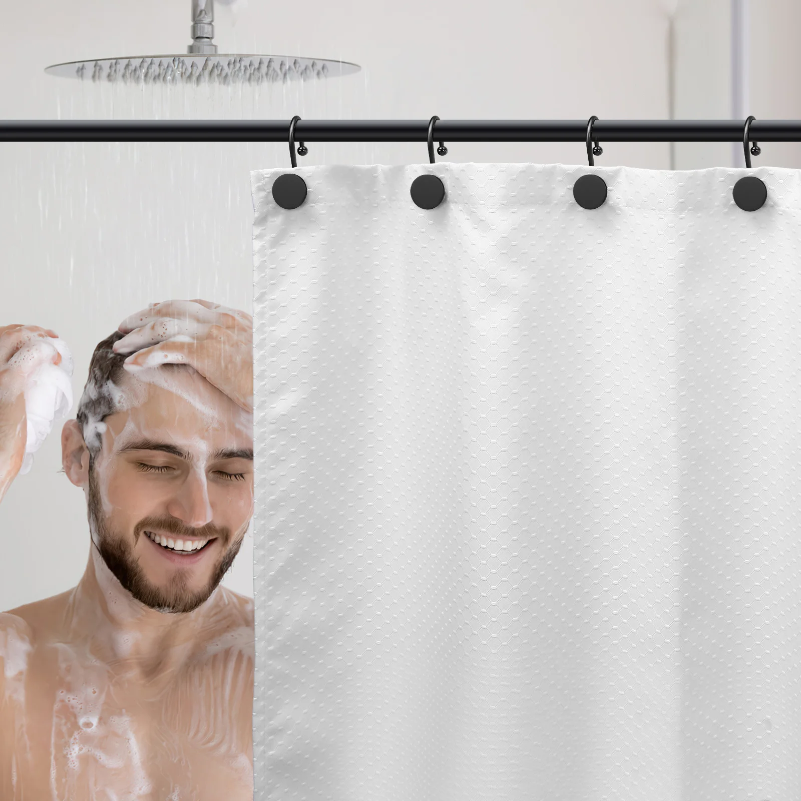 

12Pcs Black Iron Shower Curtain Rings Minimalist Design Strong Weight Capacity Easy Installation Versatile Use
