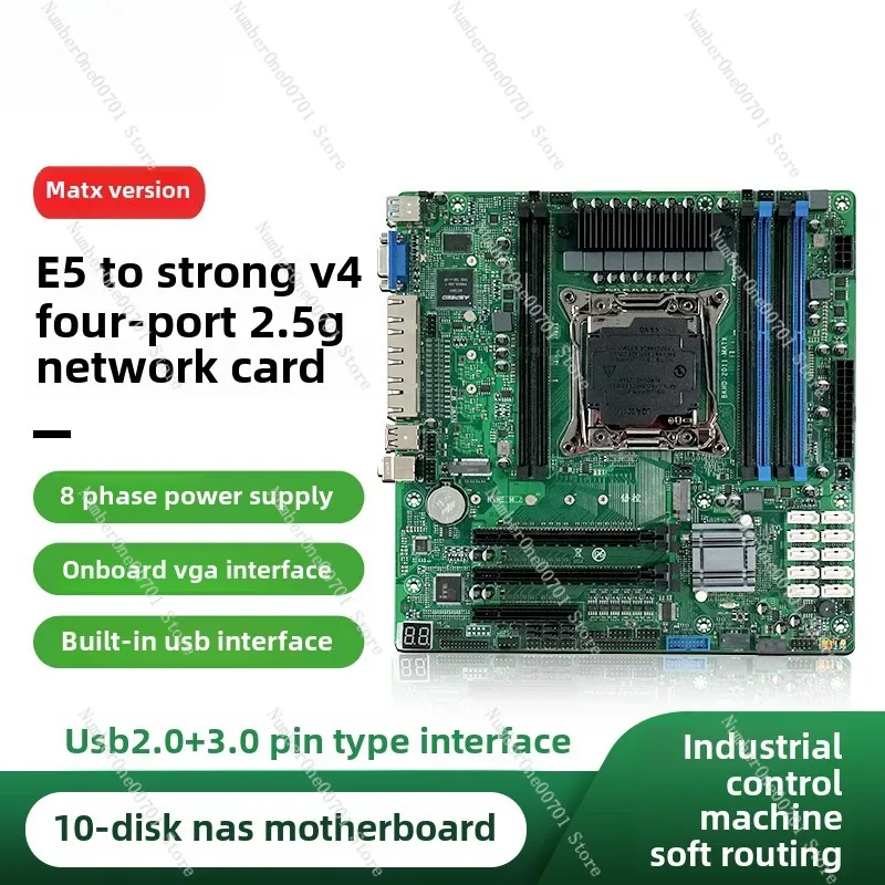 C612 IPC nas soft routing X99 main board E5-V3V4 quad network 2.5G 10sata MATX