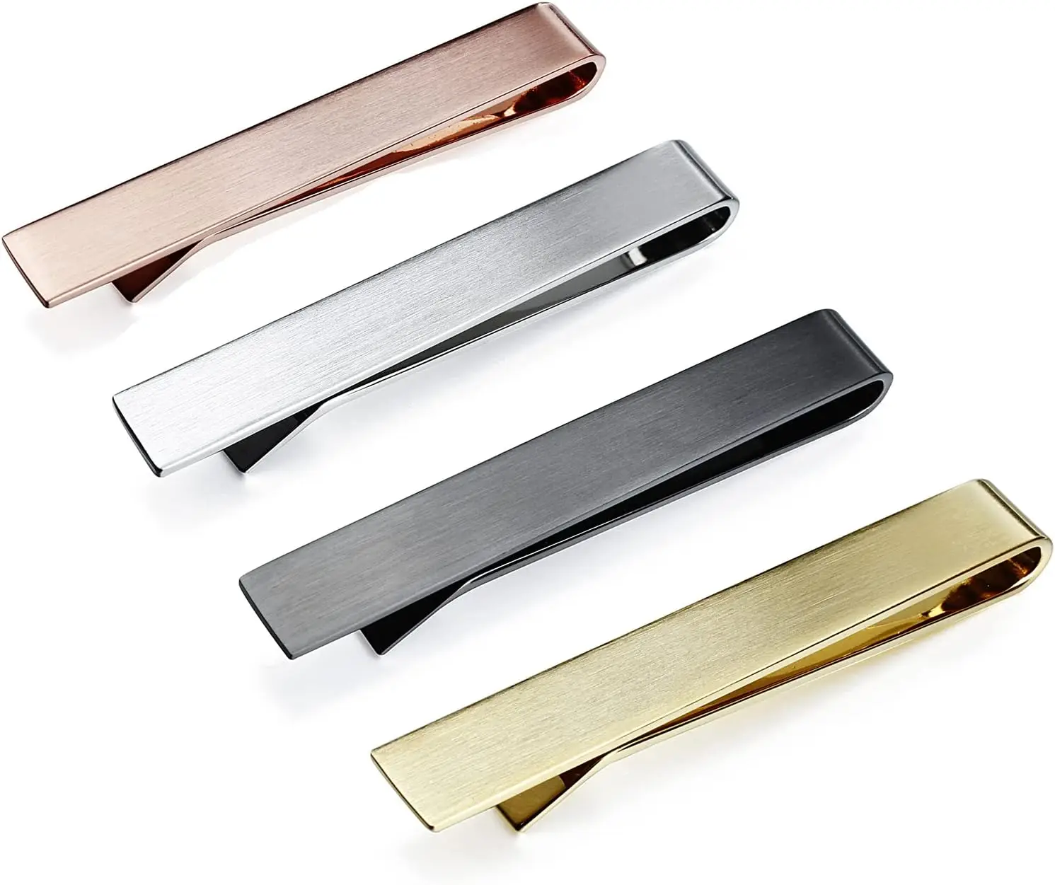

1.5 Inch Tie Clips for Men, 4-Piece Set for Skinny Ties - Ideal for Wedding, Business & Daily Gifts