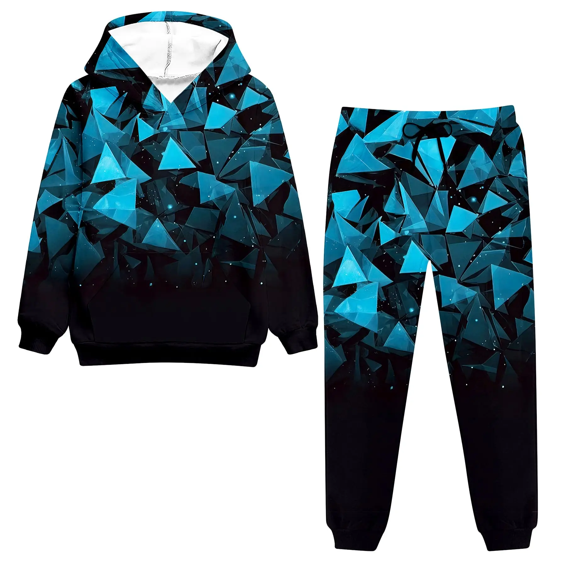 Conjuntos de pantalones con capucha y estampado 3D con gráfico abstracto para hombre, sudaderas informales, pantalones de chándal, trajes de dos piezas, ropa de chándal para hombre