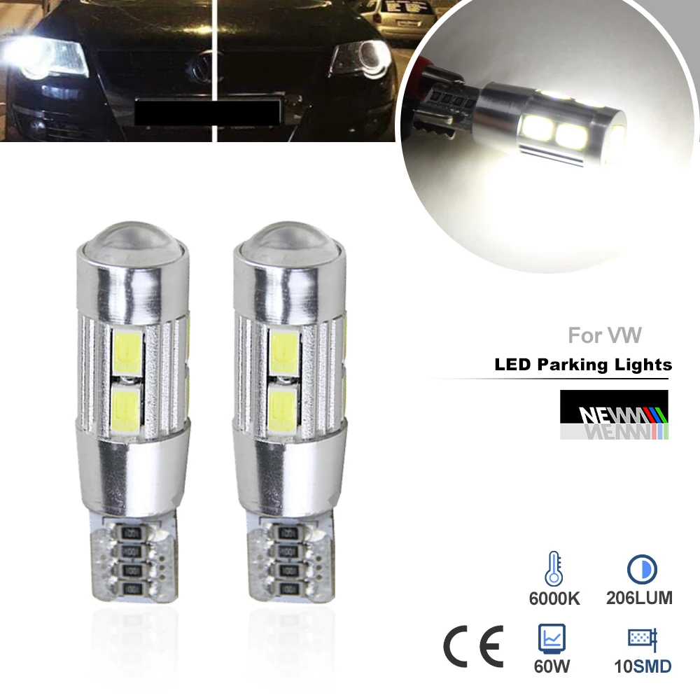 2x Canbus Error Free Car Wedge Light W5W T10 LED Auto Lamp Bulb For VW Passat B6 (2010)