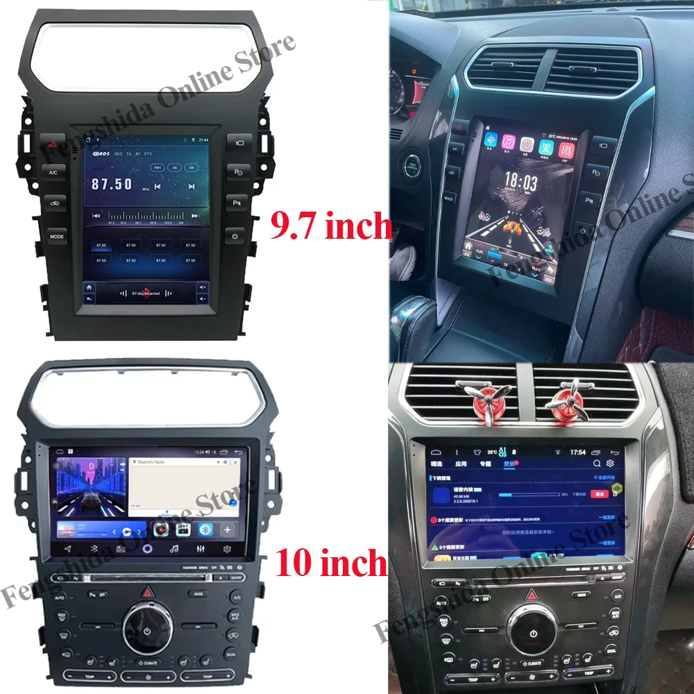 9.7” Android 14 Carplay For Ford Explorer 2011-2019 Tesla Style Intelligent Car Systems 5G Head Unit Multimedia Touch Display